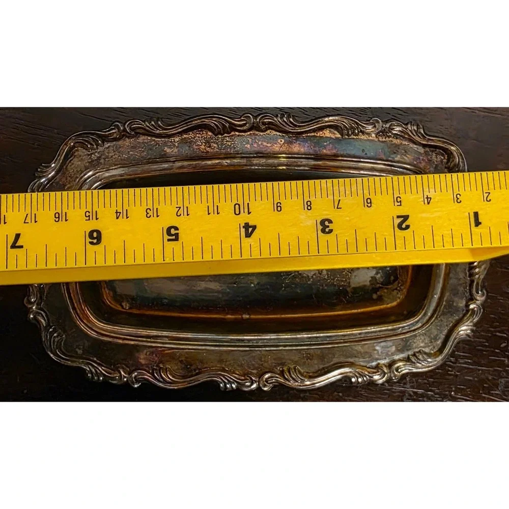 Vintage Butter Dish Wm A Rogers Oneida Ornate Footed Silver Plated